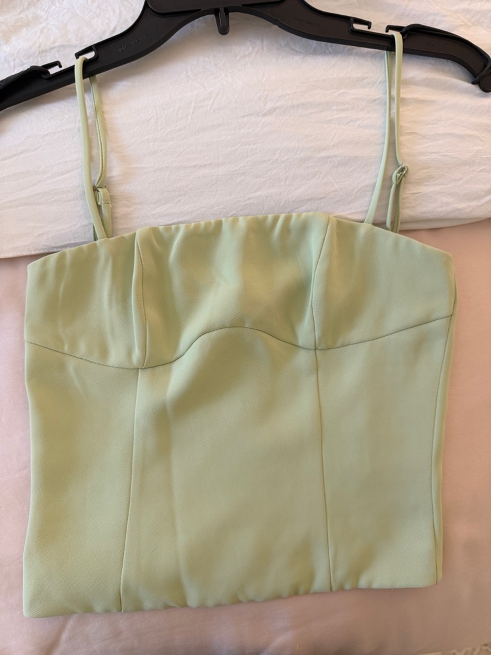 Peppermayo Pale Green Strapless Bustier Crop Top